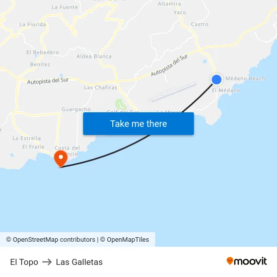 El Topo to Las Galletas map