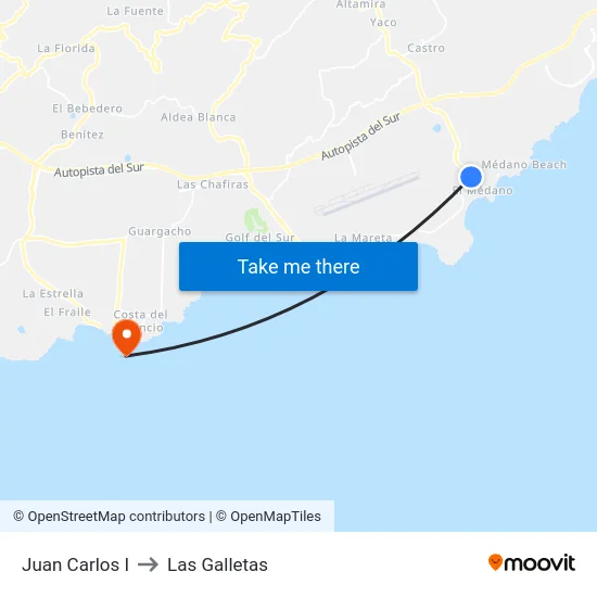 Juan Carlos I to Las Galletas map