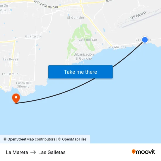 La Mareta to Las Galletas map