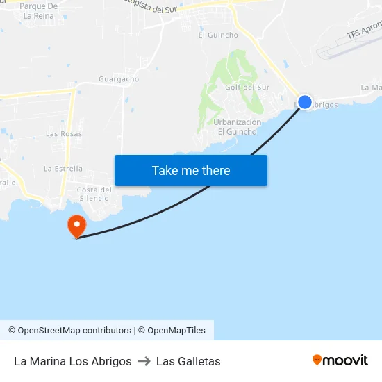 La Marina  Los Abrigos to Las Galletas map