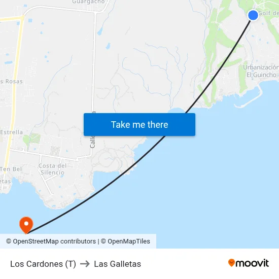 Los Cardones (T) to Las Galletas map