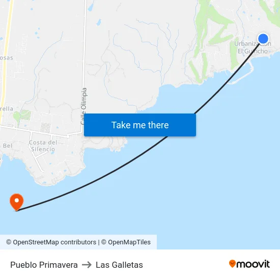 Pueblo Primavera to Las Galletas map