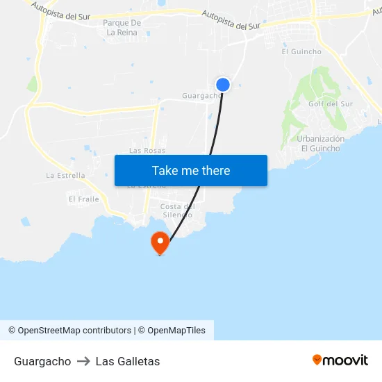 Guargacho to Las Galletas map