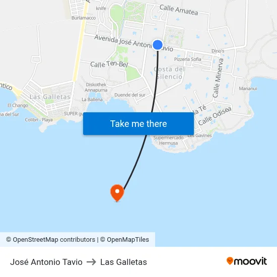 José Antonio Tavio to Las Galletas map