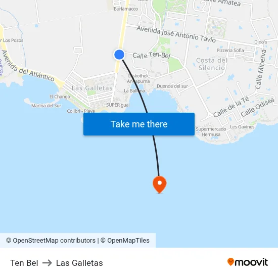 Ten Bel to Las Galletas map