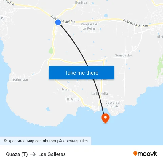 Guaza (T) to Las Galletas map