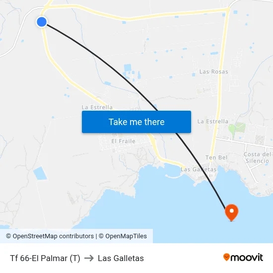 Tf 66-El Palmar (T) to Las Galletas map