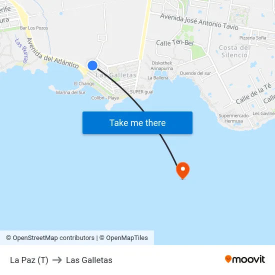 La Paz (T) to Las Galletas map
