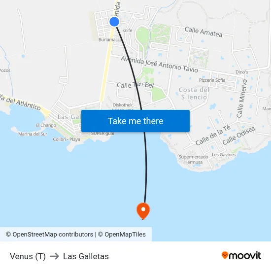 Venus (T) to Las Galletas map