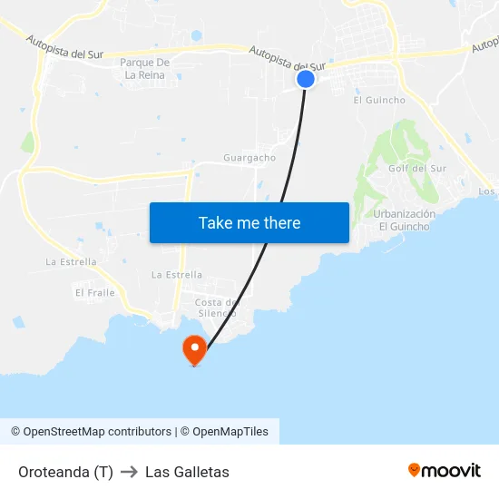 Oroteanda (T) to Las Galletas map