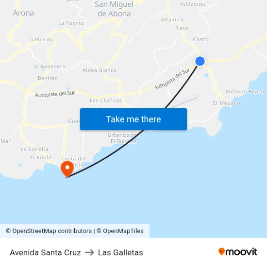 Avenida Santa Cruz to Las Galletas map