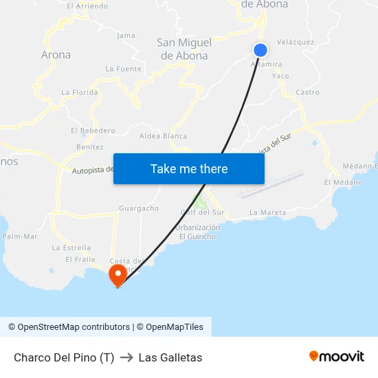 Charco Del Pino (T) to Las Galletas map