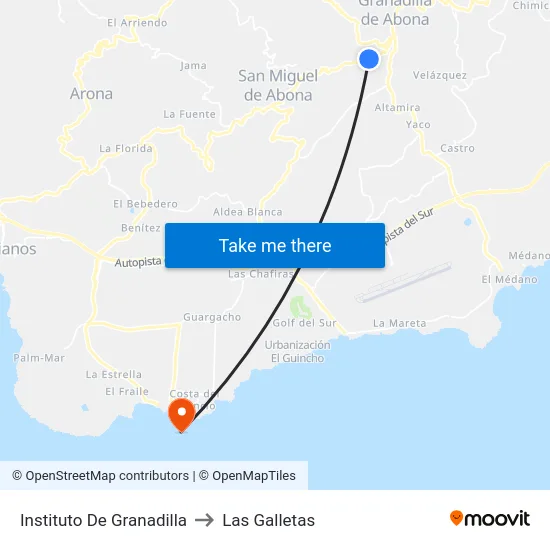 Instituto De Granadilla to Las Galletas map