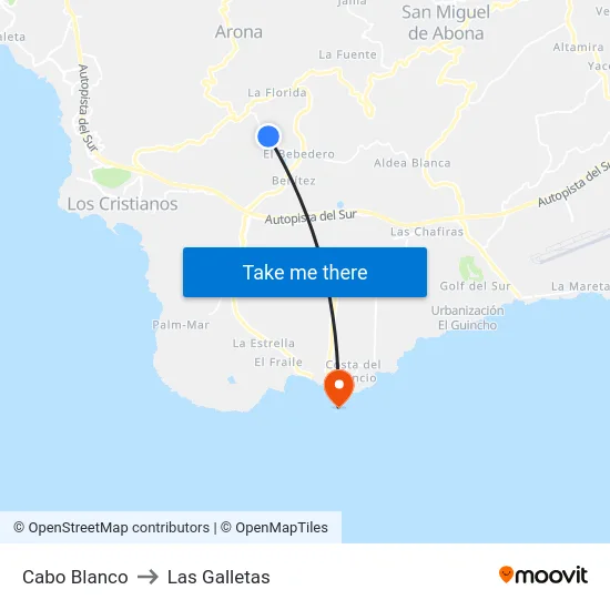 Cabo Blanco to Las Galletas map