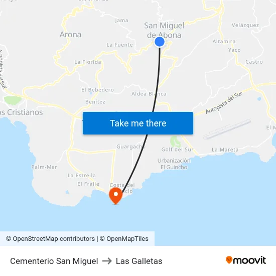 Cementerio San Miguel to Las Galletas map