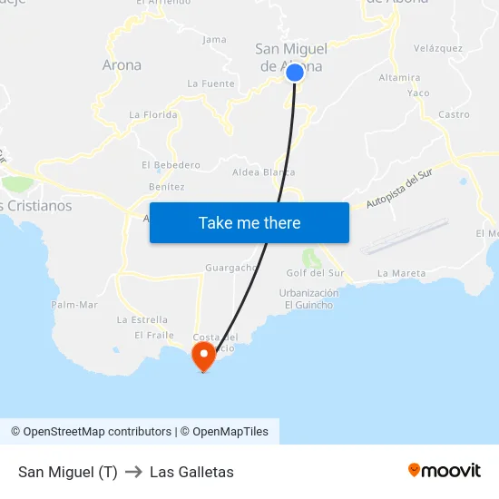 San Miguel (T) to Las Galletas map