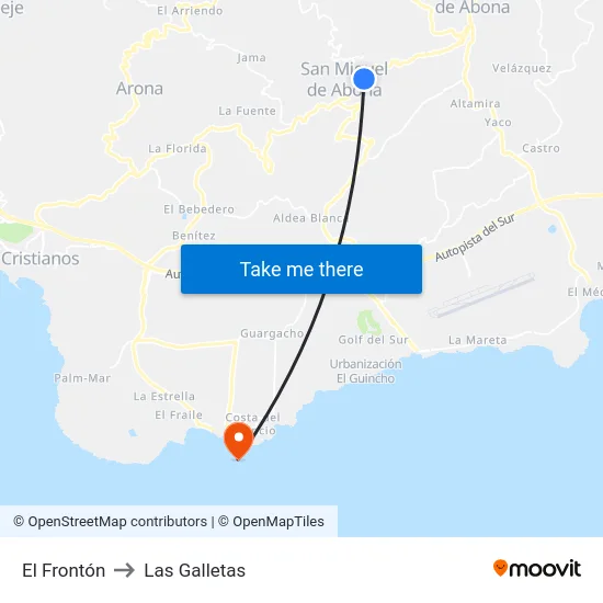 El Frontón to Las Galletas map