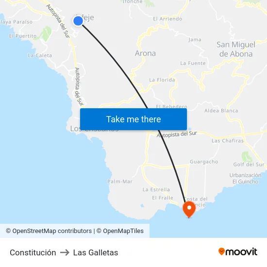 Constitución to Las Galletas map