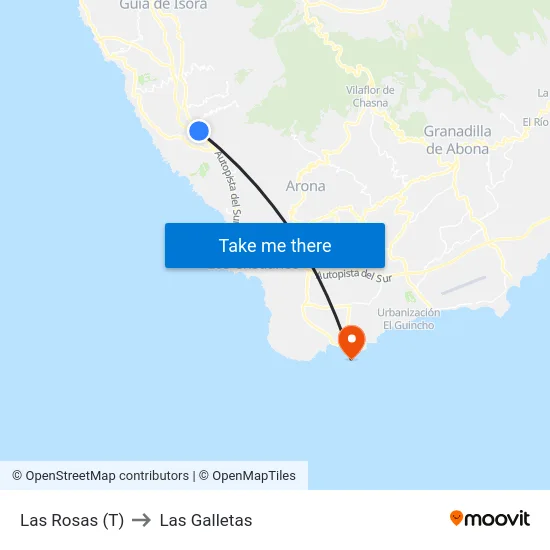 Las Rosas (T) to Las Galletas map