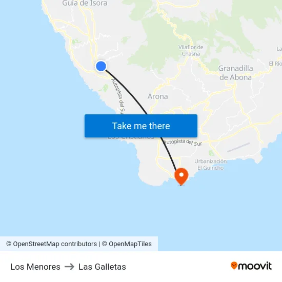 Los Menores to Las Galletas map