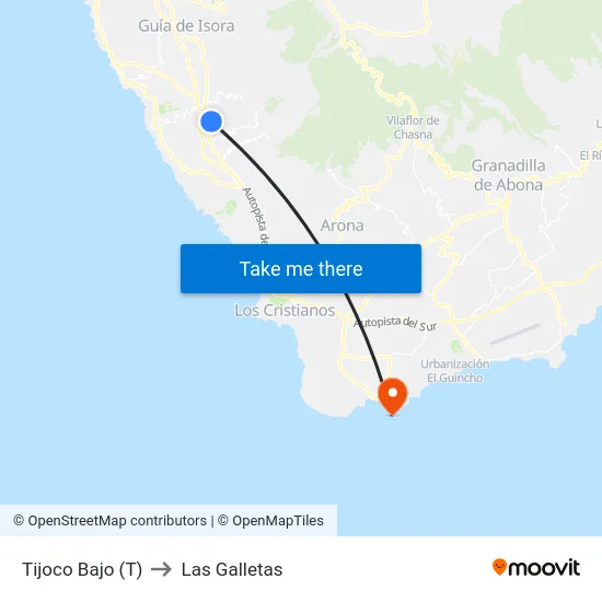 Tijoco Bajo (T) to Las Galletas map