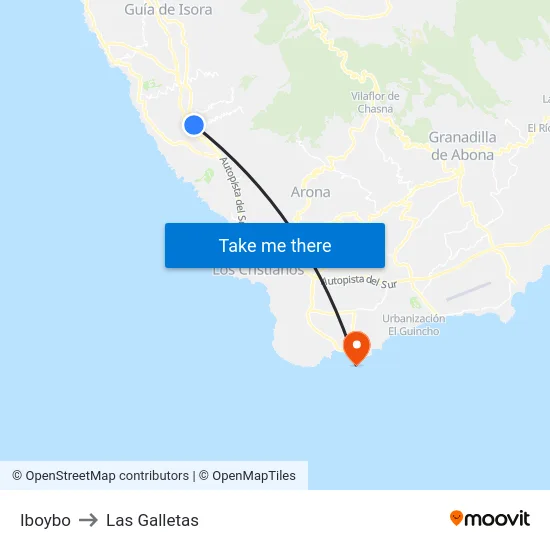 Iboybo to Las Galletas map