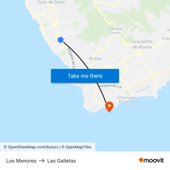 Los Menores to Las Galletas map