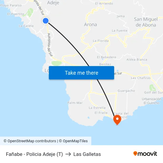 Fañabe - Policia Adeje (T) to Las Galletas map