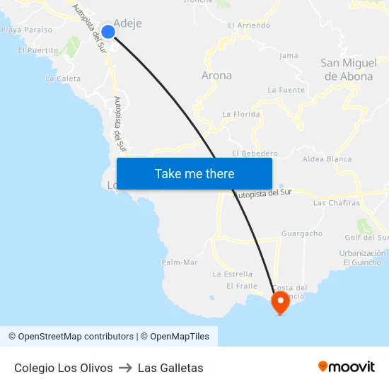 Colegio Los Olivos to Las Galletas map