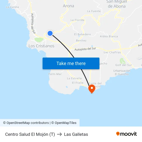 Centro Salud El Mojón (T) to Las Galletas map
