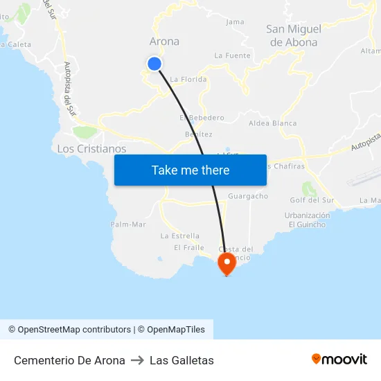 Cementerio De Arona to Las Galletas map