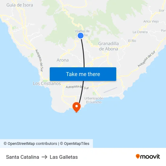 Santa Catalina to Las Galletas map