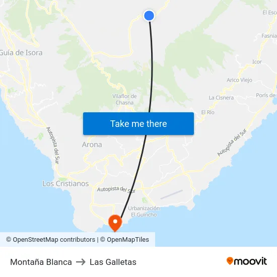 Montaña Blanca to Las Galletas map