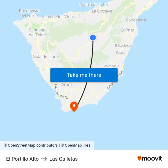 El Portillo Alto to Las Galletas map