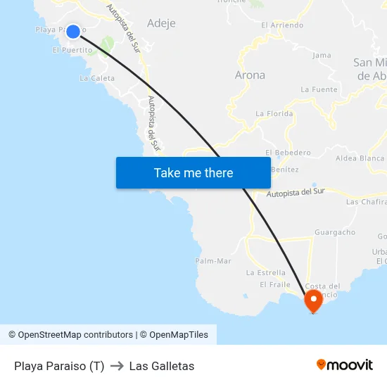 Playa Paraiso (T) to Las Galletas map