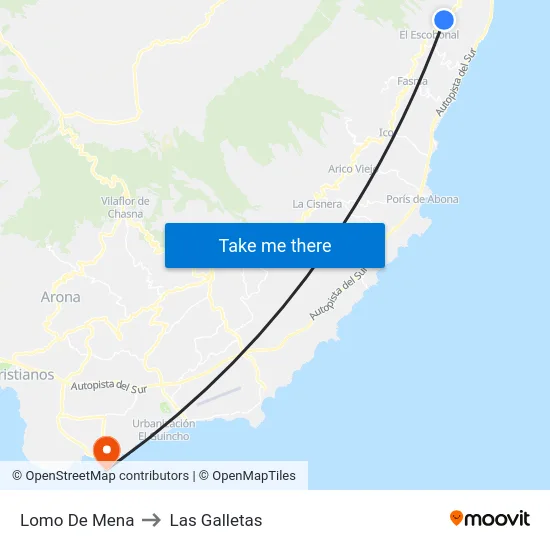Lomo De Mena to Las Galletas map