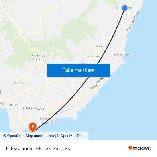 El Escobonal to Las Galletas map