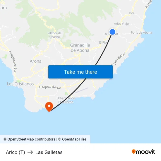 Arico (T) to Las Galletas map