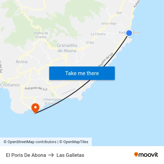 El Poris De Abona to Las Galletas map