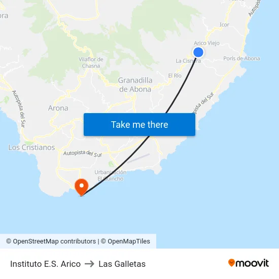 Instituto E.S. Arico to Las Galletas map