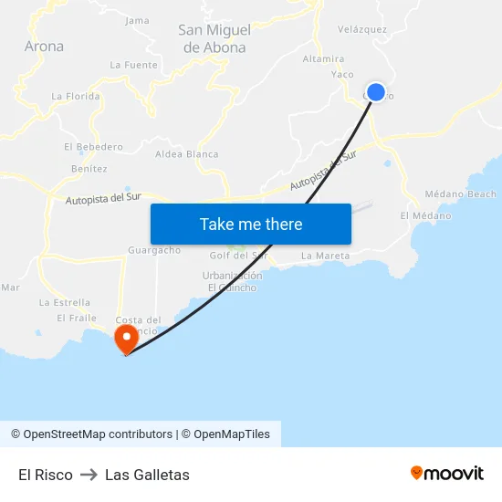 El Risco to Las Galletas map
