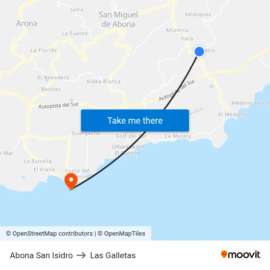 Abona San Isidro to Las Galletas map