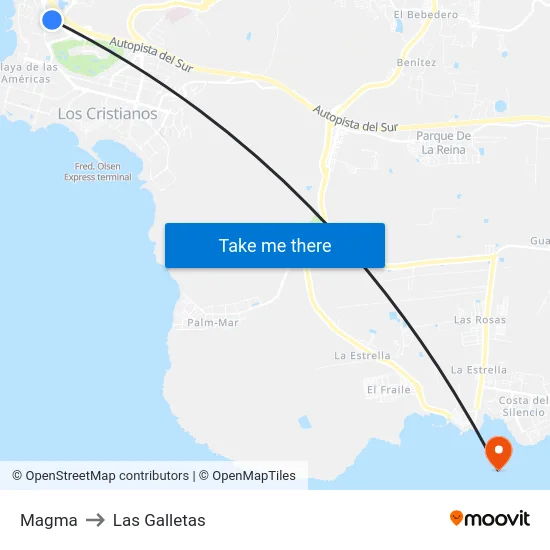 Magma to Las Galletas map