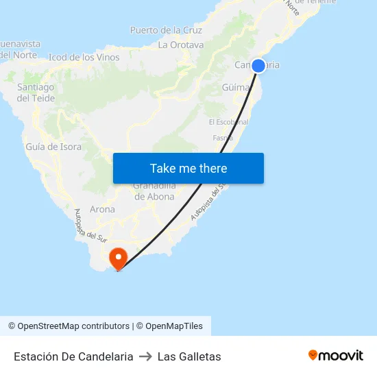 Estación De Candelaria to Las Galletas map