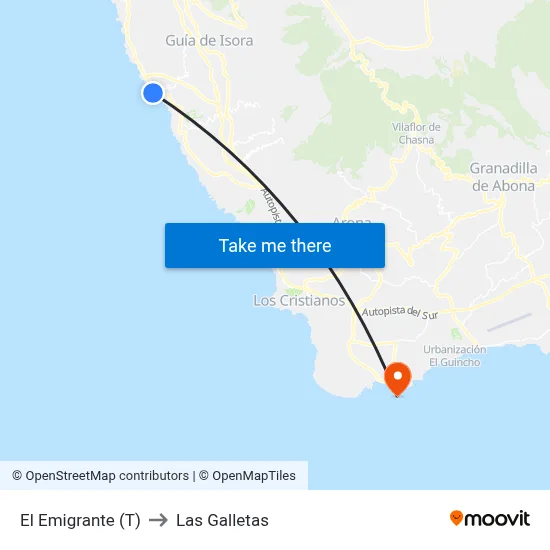 El Emigrante (T) to Las Galletas map