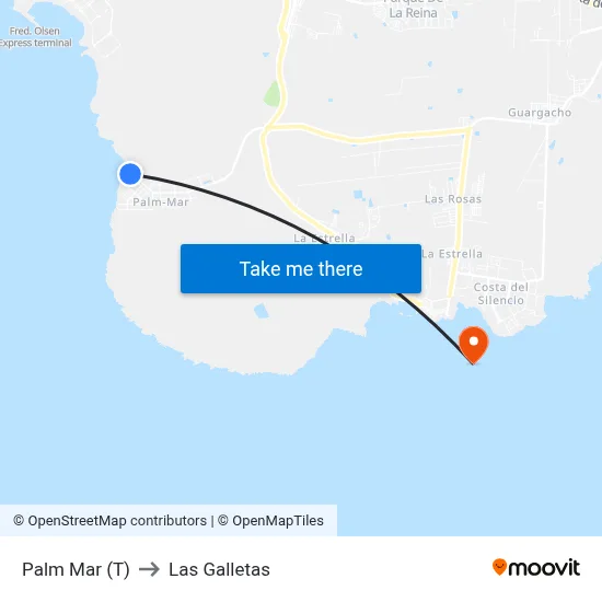Palm Mar  (T) to Las Galletas map