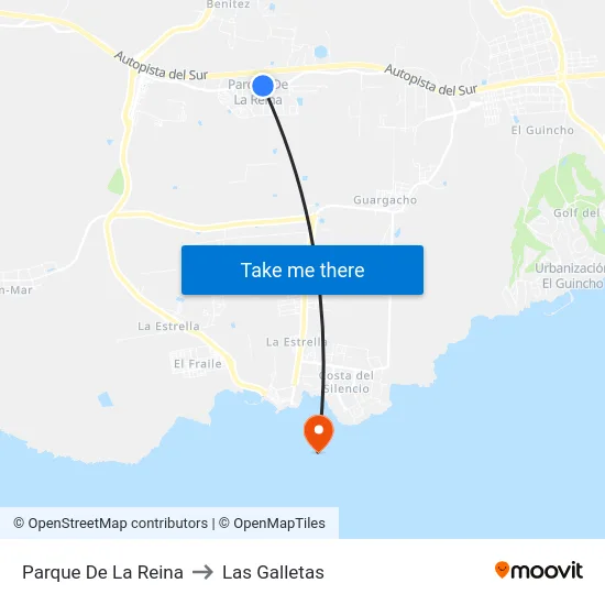 Parque De La Reina to Las Galletas map