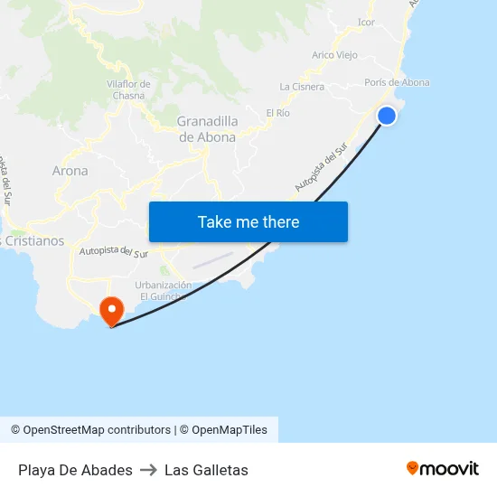 Playa De Abades to Las Galletas map