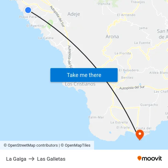 La Galga to Las Galletas map
