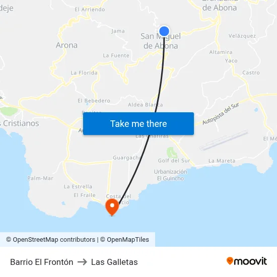 Barrio El Frontón to Las Galletas map